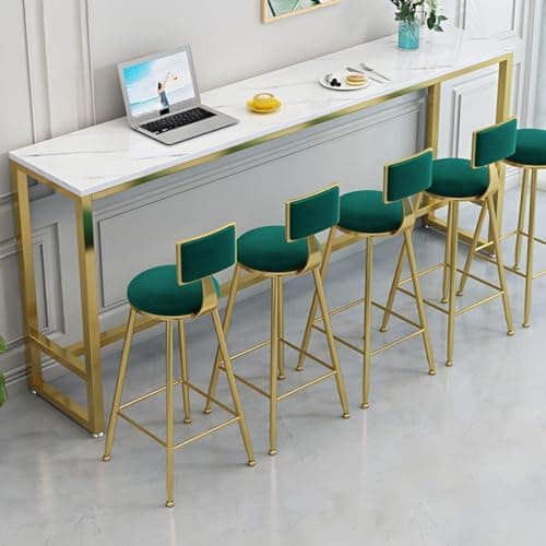 Image of MESCXTY Bar Dining Table with Footrest Without Bar Stool Table Only Without Chairs Balcony Window Bar Table Long Table Narrow Table Milk Tea Shop High Bar Table White-Gold 39.5" L x 11.8" W x 41.3" H