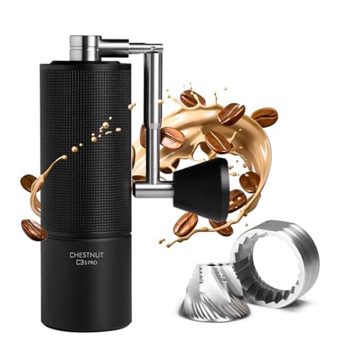 Image of TIMEMORE Coffee Grinder Manual Stainless Steel Conical Burr Coffee Grinder with Foldable Handle, Chestnut C3S PRO Internal Adjustable Setting Capacity 20g for Pour Over French Press Coffee Black