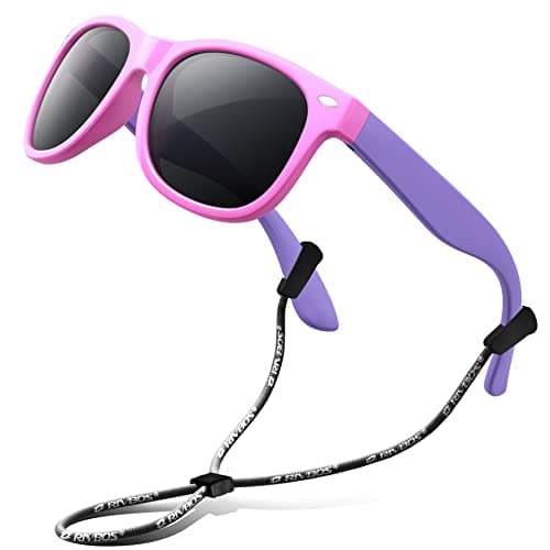 Image of RIVBOS Kids Sunglasses Polarized Rubber UV Protection with Glasses Strap for Boys Girls Baby and Children Age 3-10 RBK004-2