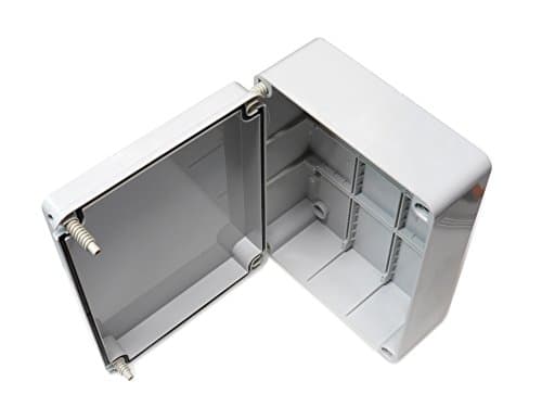 Image of PVC Junction Box with Hinged Lid 240 x 190 x 90 mm Waterproof Universal Fit Protection Rating IP56 Electrical Cable Connection Outdoor Use