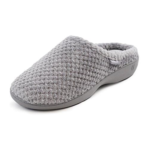 Image of isotoner Ladies Popcorn Mule Slippers, Womens Low-Top Slippers, Grey (Pale Grey), 7 UK (40 EU)