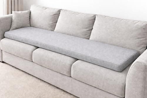 Image of SLUMBER HOME 3 Seater Booster Cushion with Removable Cover, 150 x 50 x 5 cm Firm Memory Foam Orthopaedic Seat Pad, Large Sofa Cushion with Soft PolyesterWater Resistant Cover (Light Grey)