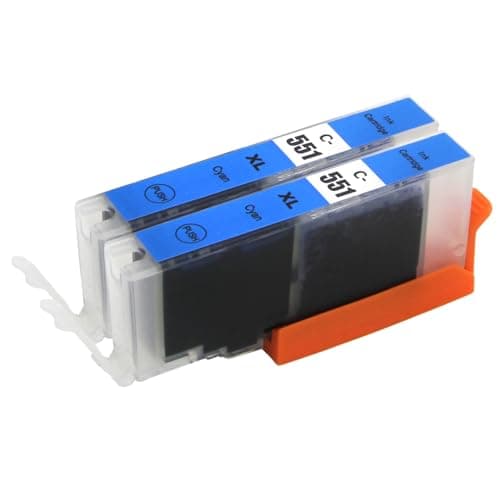 Image of Go Inks Compatible CLI-551 XL Cyan Ink Cartridges - 2 Pack replacement for Canon PIXMA Printers - 12ml - 551 XL Multipack - High Yield - 2x C
