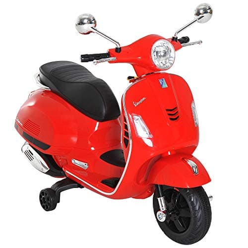 Image of HOMCOM 6V Kids Electric Motorcycle Licensed Vespa Ride On Motorbike w/ MP3 Music LED Toy for 3-6 Years Old Red