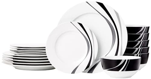 Image of Amazon Basics 18-Piece Dinnerware Set - Swirl, Service for 6