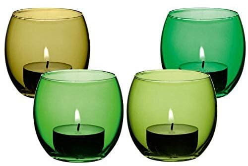 Image of LSA International Coro Tealight Holder H6.5cm Leaf Assorted | Set of 4 | Hand Painted Glassware | CZ23