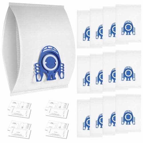 Image of 12 Pack GN 3D Efficiency Dust Bags for Miele GN Hoover Bag for Classic C1 Complete C2 C3, S2, S5, S8, S400-S8000 Series Vacuum Cleaners with 4 Motor Protection Filter 4 Exhaust Filter 9917730