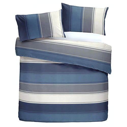 Image of Fusion - Betley - Classic Wide Stripe Duvet Cover Set -3 pieces, Double Bed Size in Blue