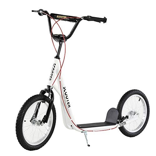 Image of HOMCOM Kick Scooters for Kids with Adjustable Height, Anti-Slip Deck, Dual Brakes, Rubber Tyres, for Boys and Girls Aged 5+ Years Old - White
