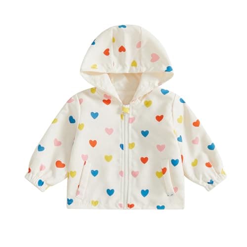Image of Toddler Baby Girl Jacket Outfits Long Sleeve Bowknot Print Zip-Up Hooded Jackets Windbreaker Coat with Pockets Cardigan Sweatshirt Pullover Top Trench Coats Outerwear (Apricot, 6-12 Months)