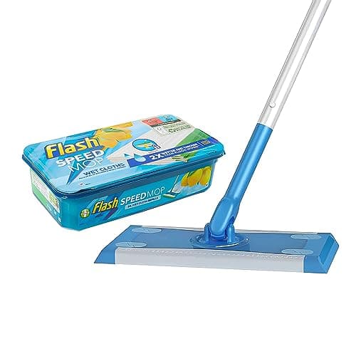 Image of FIRST CHOICE KAYA 1 x Generic Speed Mop Starter Kit with 24 Pack Flash Speed Mop Wet Clothes | Hygiene Mop Refill Cleaner Pads for Any Type of Floor (Combo)