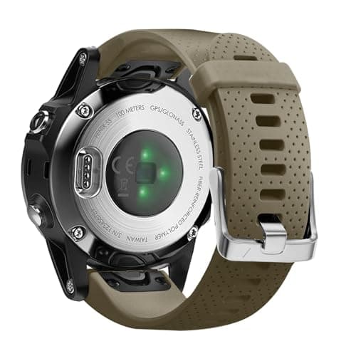 Image of NotoCity Fenix 5S/Fenix 5S Plus Strap Silicone Sport Watch Replacement Band 20mm Easy Fit for Garmin Fenix 5S/Fenix 5S Plus/Fenix 6S/Fenix 6S Pro Smartwatch (silver clasp, Coyote tan)