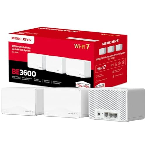 Image of MERCUSYS Halo H25BE(3-pack) BE3600Mbps Whole Home Mesh WiFi 7 System, 3x Full Gigabit WAN/LAN Ports, 4K-QAM, MLO, Multi-RUs, Dual-Band WiFi Extender Booster, Connect Over 150 Devices, TP-Link Mesh