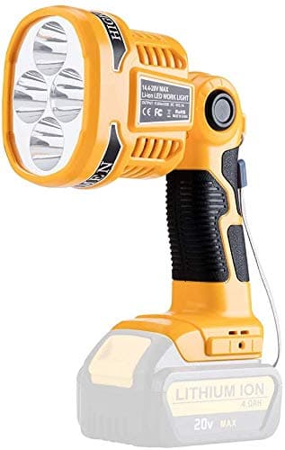 Image of Hipoke 18V Tools LED Light Portable Outdoor Long-Range Spotlight with USB 12W Flashlight Cordless LED Work Light Compatible with Dewalt 18V Lithium Battery (No Battery)