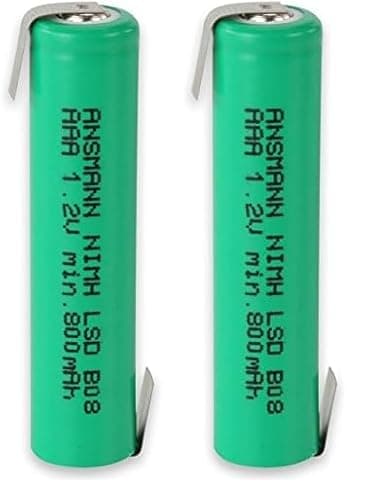 Image of ANSMANN 800 mAh 1.2 V AAA NiMH LSD Flat-Top Battery with Z-Tags (Pack of 2)