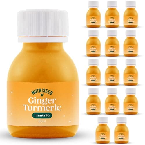 Image of Nutriseed Ginger Turmeric Shots (14 x 60ml) - 100% Natural Ingredients, Cold Pressed, Flash Frozen to Ensure Optimum Nutritional Levels, No Added Sugar, Boosts Immunity & Provides Instant Energy