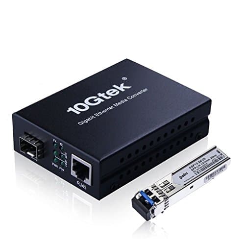 Image of ipolex Gigabit Single Mode LC Fiber to Ethernet Media Converter with a SFP-LX Module, 1.25G Fiber to Copper RJ45 Media Converter, 1000Base-LX to 10/100/1000Base-TX (1310-nm, 20km@OS1OS2SMF). 1-Pack.