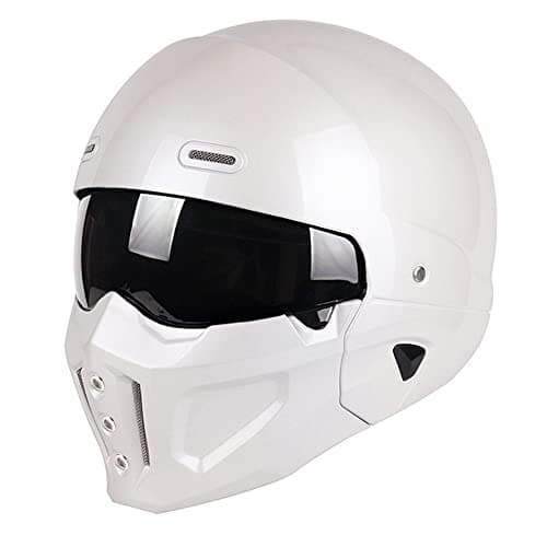 Image of Woljay Open Face Full face Helmet Motorcycle Modular Helmets for Unisex-Adult Street Bike Cruiser Scooter DOT Approved (White,L)