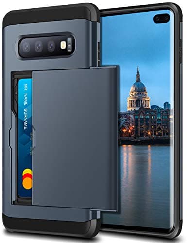 Image of Coolden for Samsung S10 Plus Case Wallet Case Shockproof Protective Case Rubber Bumper Phone Case Card Holder Slot Wallet Case Cover for Samsung Galaxy S10 Plus (Navy)