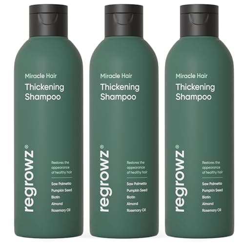 Image of Regrowz Hair Thickening Shampoo 225ml x3 - Biotin Hair Growth Shampoo for Women & Men - DHT Blocker & Sulphate Free - Natural Anti Hair Loss Treatment