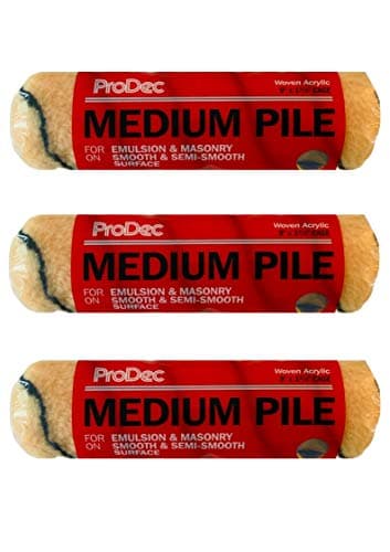 Image of Prodec 9" x 1.75" Inch Medium Pile Roller Sleeves Refill Heads Covers for Walls, Ceilings, Smooth & semi-Smooth Surfaces Trade and DIY Emulsion & Gloss Paint - (3 Pack)
