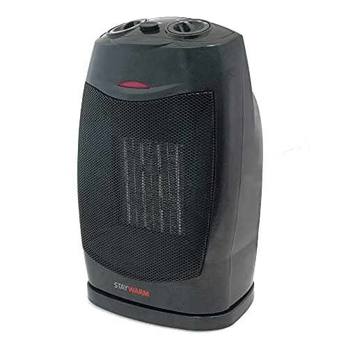 Image of STAYWARM 1500w Oscillating PTC Ceramic Fan Heater, 1500w, 2 heat settings, Cool Blow - Black - F2202BK