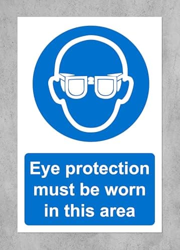 Image of Eye protection must be worn in this area Safety sign - 1.2mm Rigid plastic 300mm x 200mm