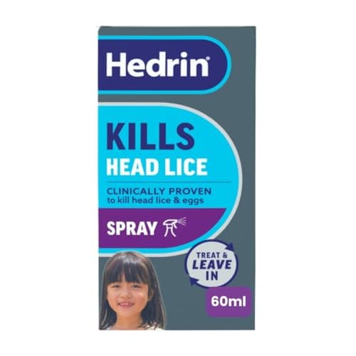 Image of Hedrin Treat & Go Leave-In Spray, Fast, No Fuss Lice & Nit Treatment, Kills Head Lice & Eggs, Clinically Tested, Suitable for Adults & Children, 1 x 60ml (2 x 30ml Treatments)