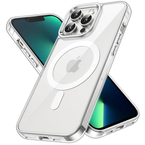 Image of JETech Magnetic Case for iPhone 13 Pro Max 6.7-Inch Compatible with MagSafe Wireless Charging, Shockproof Phone Bumper Cover, Anti-Scratch Clear Back (Clear)