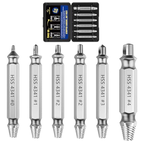 Image of Nuovoware Damaged Screw Extractor Set, 6 PCS Easy Out Stripped Screws Nuts Bolts Drill Bit Tools, All-Purpose HSS 4341 Extractor Remover Kit, Ideal for DIY and Home Repairs, Gifts for Men, Silver