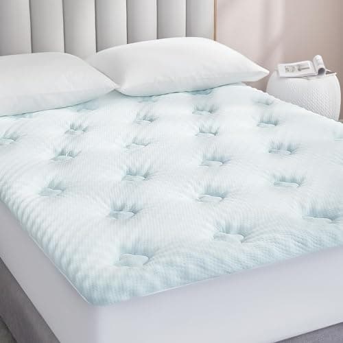 Image of Hansleep Memory Foam Mattress Topper Double Bed, Mattress Cover Pad with Extra Deep Pocket, 135x190cm