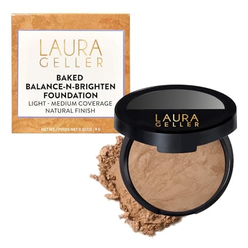 Image of LAURA GELLER NEW YORK Award-Winning Baked Balance-n-Brighten Color Correcting Powder Foundation - Golden Medium - Buildable Light to Medium Coverage - Demi-Matte Natural Finish