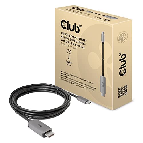 Image of Club 3D USB Gen2 Type-C to HDMI™ 4K120Hz/8K60Hz HDR10, DSC1.2 Active Cable Male/Male 3 m