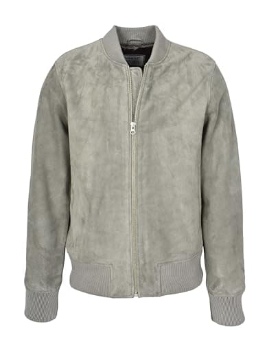 Image of House Of Leather Mens Real Goat Suede Bomber Jacket MA-1 Varsity Design Ryan (UK, Alpha, 3XL, Regular, Regular, Grey)