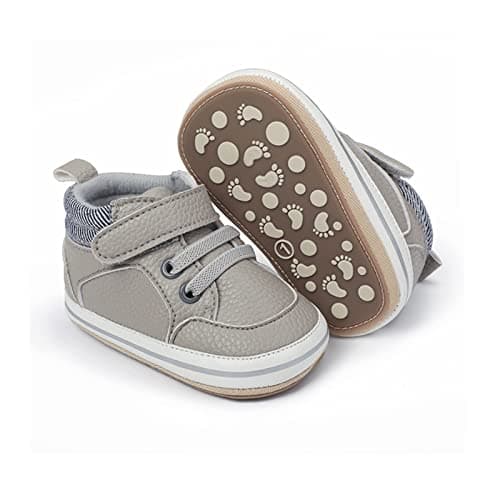 Image of RVROVIC Baby Boys Girls Anti-Slip Sneakers Soft Ankle Boots Toddler First Walkers Newborn Crib Shoes(6-12 Months,A2-Grey)