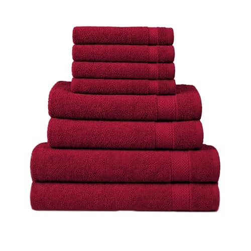 Image of RAYMSTER 8 Piece Egyptian Cotton Towel Set - 2 Bath, 4 Face, & 2 Hand Towels Set for Daily Use - Soft, Highly Absorbent, Quick Dry, and Lightweight - Hotel Spa Quality - 500 GSM (Red)