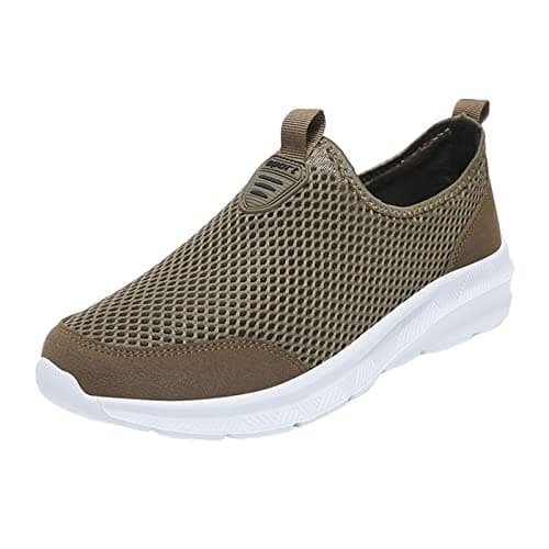 Image of Generisch Trainers Men's Fashion Summer Men's Trainers Breathable Mesh Flat Lace Casual Shoes, khaki, 12 UK