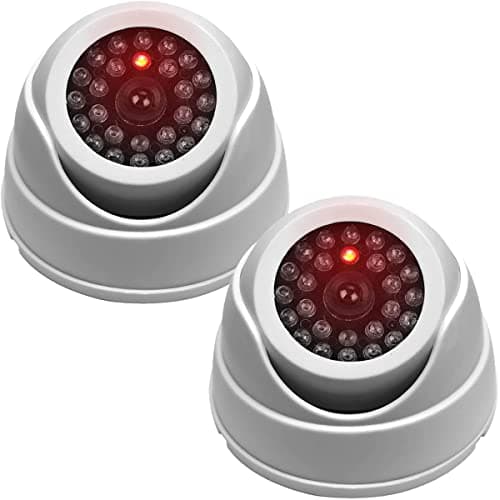 Image of JUSTOP 2x Dome Dummy CCTV Camera Outdoor/Indoor Waterproof With Reality LED Light Fake CCTV Cam - White (Twin Pack)
