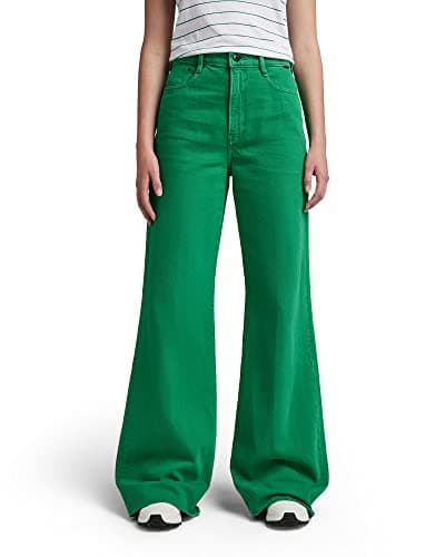 Image of G-Star Women's Deck Ultra High Wide Leg Jeans, Green (jolly green gd D20987-D300-D828), 29W / 30L