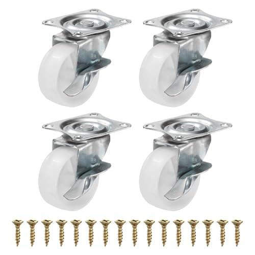 Image of PATIKIL 2 Inch Caster Wheels, PP Silent 360 Degree Swivel Plate Castors with Brake for Furniture Drawers Storage Bins DIY Project - 4pcs (White)
