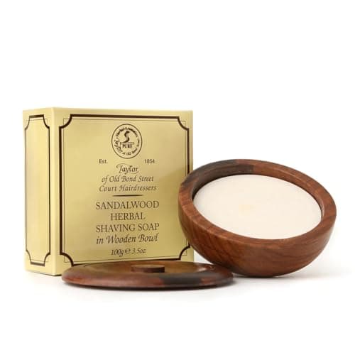 Image of Taylor of Old Bond Street 100g Wooden Bowl Sandalwood Herbal Shaving Soap