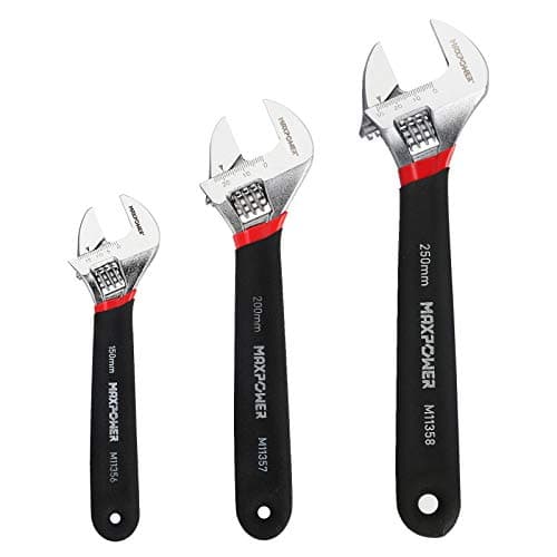 Image of MAXPOWER Adjustable Spanner Set, 3PCs Adjustable Wrench Set Shifter Spanners with Soft Grip (6"/150mm, 8"/200mm and 10"/250mm)