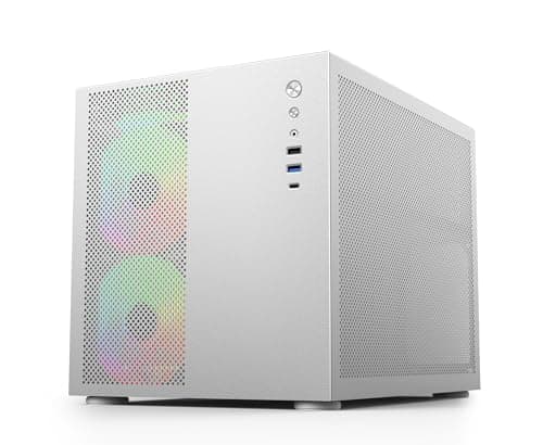 Image of iONZ KZ-33T Mesh Vault - Elite PC Gaming Case, Dual Chamber Mid Tower M/ATX - Front I/O USB Type-C with Anodised Aluminium - includes 5 ARGB PWM Fans | Silver
