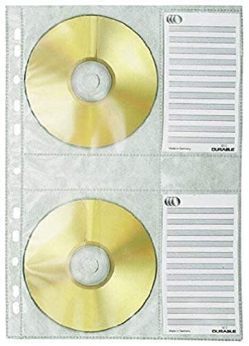 Image of Durable CD/DVD Pockets - Double Sided Wallet Index for 4 Disks - 5 Pack - A4 - Keep Your Disks Scratch and Dust Free - Easy to Use