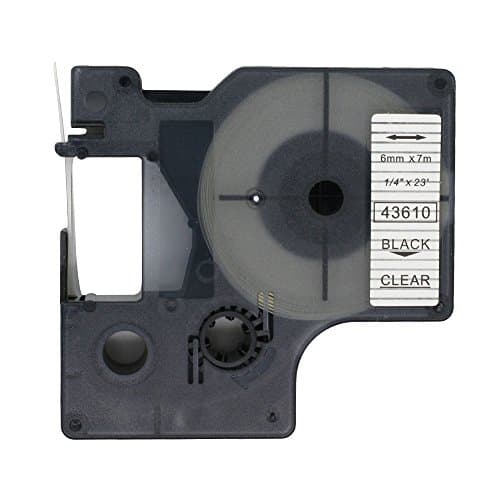 Image of BROVACS 1 Pack Black on Clear Label Tape Compatible for DYMO D1 43610 6mm 1/4" OPA2010