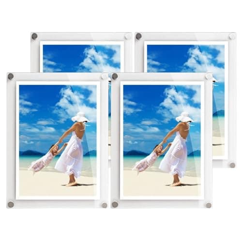 Image of Get Acrylic Photo Frames - 4 x A4 Modern Wall Mounted Acrylic Photo Frame (27cm x 35.8cm) Stylish Frameless Picture Display Either Landscape Or Portrait…