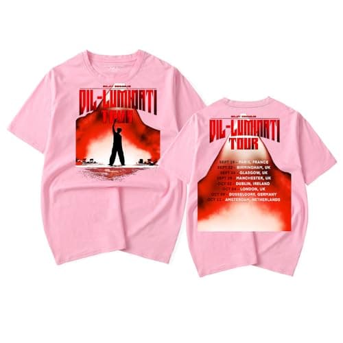 Image of RYSXJLX Diljit Dosanjh T-Shirt Dil-Luminati Tour UK 2024 Women Men Fashion Casual Short Sleeve Tee (3XL,Pink)