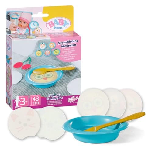 Image of BABY born Feeding Set for Dolls - Incl. Plate, Spoon & 5 Meal Images - Premium doll accessories - Suitable for children from 3 years