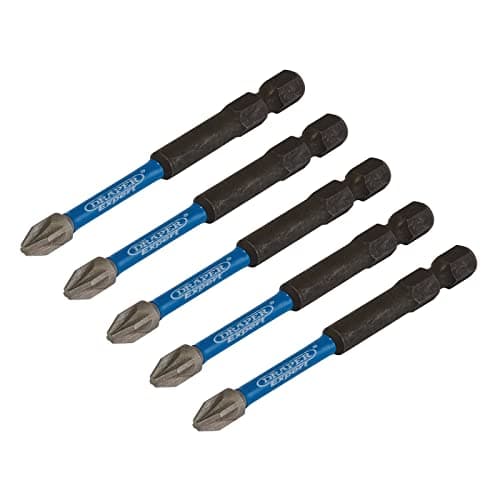 Image of Draper 05675 PZ-Type Impact Screwdriver Bits, No.2 x 75mm (Pack of 5)