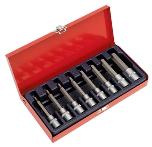 Image of Sealey AK9310 8 Piece 1/2-inch Sq Drive Hex Socket Bit Set - Metric, Silver